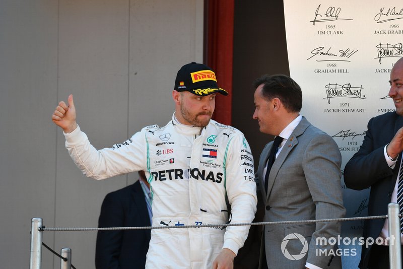 Valtteri Bottas, Mercedes AMG F1, 2nd position, arrives on the podium