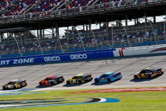 Kyle Busch, Joe Gibbs Racing, Toyota Camry M&M's Chocolate Bar, Martin Truex Jr., Joe Gibbs Racing, Toyota Camry Bass Pro Shops and Erik Jones, Joe Gibbs Racing, Toyota Camry STANLEY
