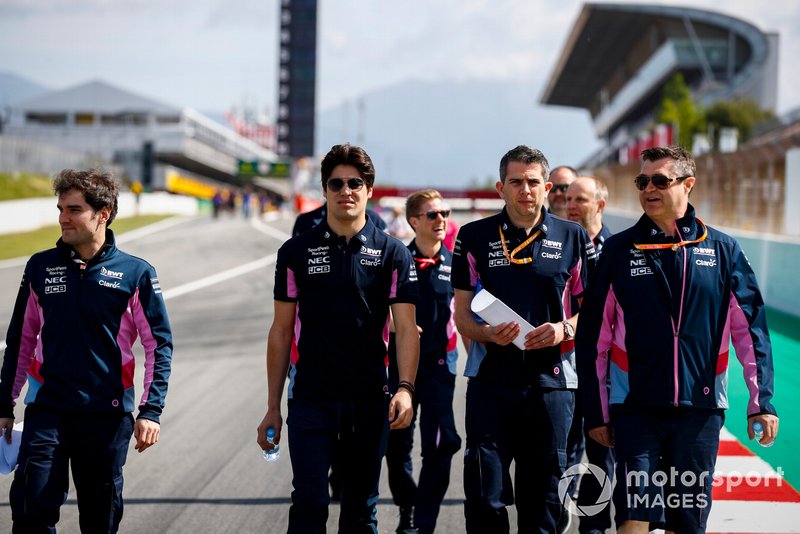 Lance Stroll, Racing Point walks the track
