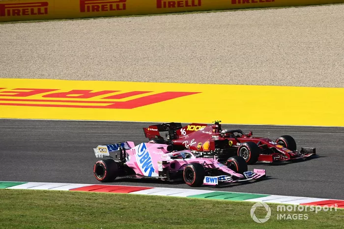 Sergio Perez, Racing Point RP20, lotta con Charles Leclerc, Ferrari SF1000