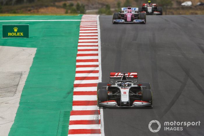 Romain Grosjean, Haas VF-20, Sergio Pérez, Racing Point RP20