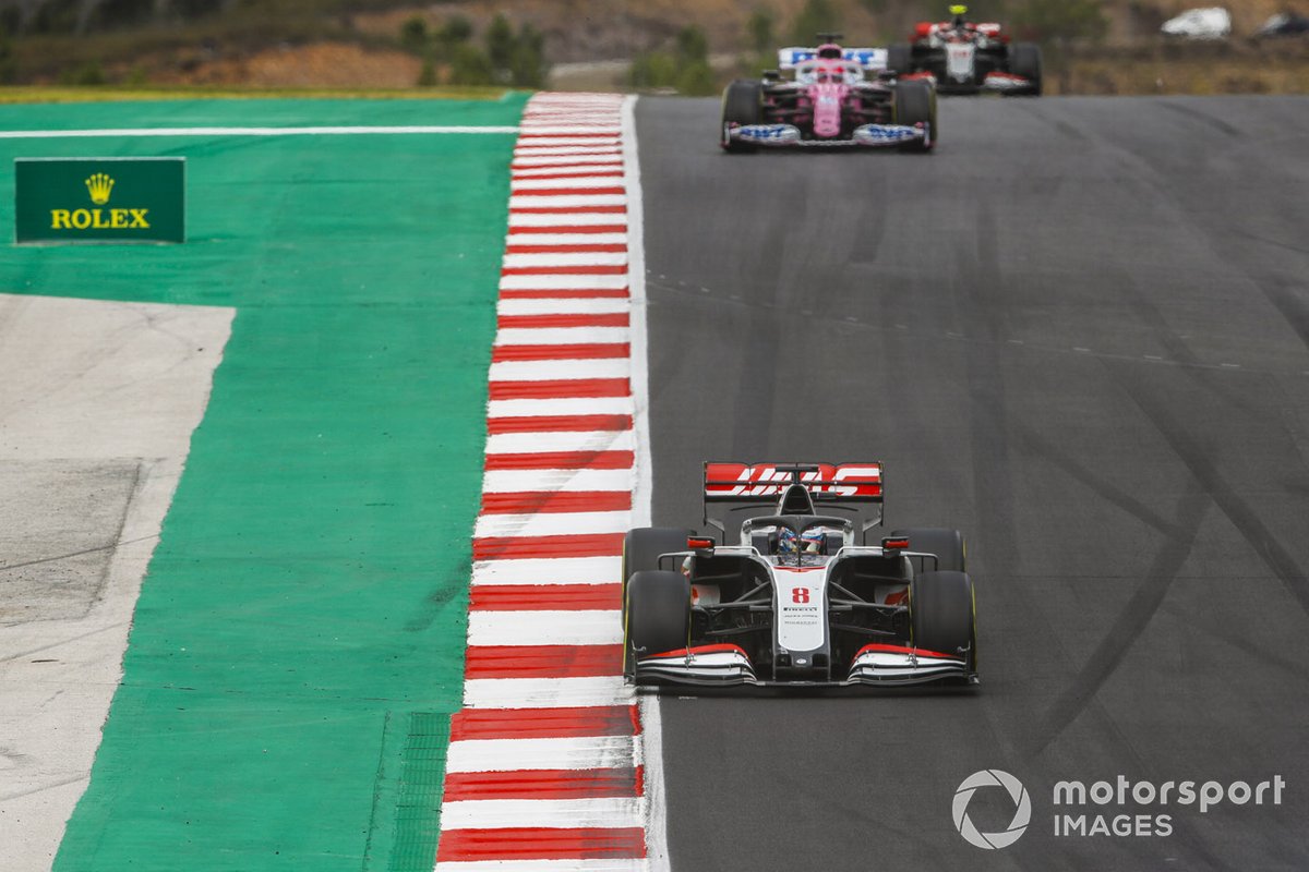 Romain Grosjean, Haas VF-20, Sergio Pérez, Racing Point RP20