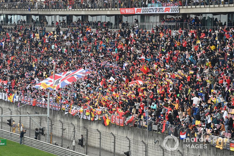 Crowd support for Lewis Hamilton, Mercedes AMG F1, and Sebastian Vettel, Ferrari