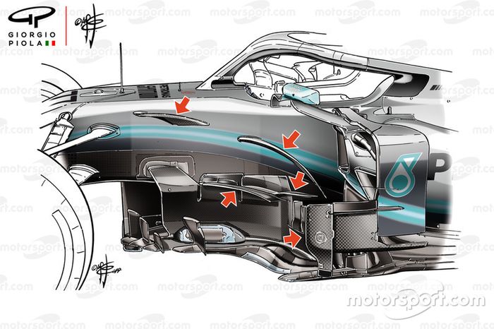 Mercedes AMG F1 W10 barge board