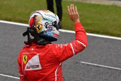 Sebastian Vettel, Ferrari celebrates in parc ferme