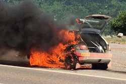 La SKODA Fabia R5 di Nikolay Gryazin a fuoco