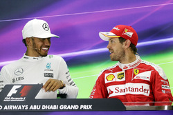 The post race FIA Press Conference: Lewis Hamilton, Mercedes AMG F1, race winner; Sebastian Vettel, Ferrari, third