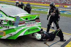 Kyle Busch, Joe Gibbs Racing Toyota in the pits after hitting the wall