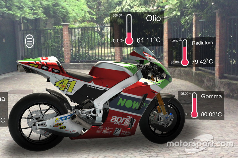 Aprilia, realtà aumentata, dati telemetrici