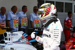 Lewis Hamilton, Mercedes AMG F1 celebrates his pole position in parc ferme