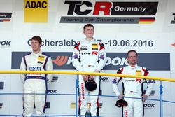 Podium: race winner Dominik Fugel, Team Honda ADAC Sachsen, second place Mike Halder, Liqui Moly Team Engstler, third place Steve Kirsch, Team Honda ADAC Sachsen