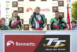 Podium: second place Martin Jessop, Kawasaki, race winner Ivan Lintin, Kawasaki, third place James H