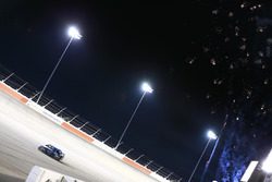 Race winner Martin Truex Jr., Furniture Row Racing Toyota with fireworks in the background