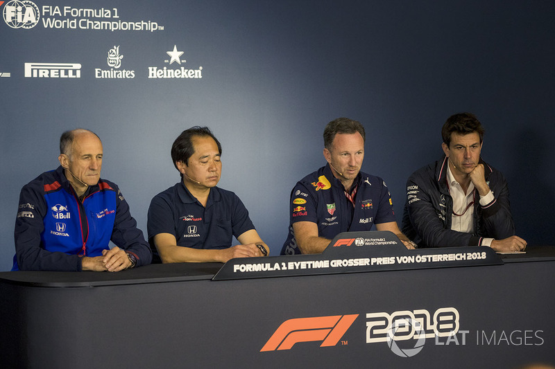 Franz Tost, Scuderia Toro Rosso Team Principal, Toyoharu Tanabe, Honda F1 Technical Director, Christian Horner, Red Bull Racing Team Principal, Toto Wolff, Mercedes AMG F1 Director of Motorsport