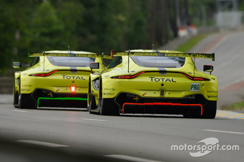 #95 Aston Martin Racing Aston Martin Vantage AMR: Marco Sorensen, Nicki Thiim, Darren Turner, #97 Aston Martin Racing Aston Martin Vantage AMR: Alex Lynn, Maxime Martin, Jonathan Adams