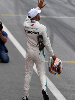 Second place Lewis Hamilton, Mercedes-AMG F1 celebrates in parc ferme