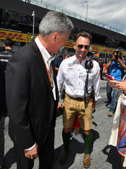 Chase Carey, Chief Executive Officer and Executive Chairman of the Formula One Group and Christian Horner, Red Bull Racing Team Principal on the grid