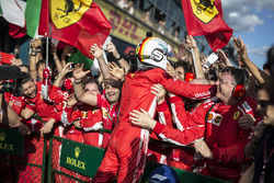 Race winner Sebastian Vettel, Ferrari celebrates in parc ferme