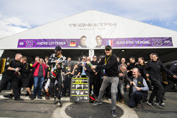 Jean-Eric Vergne, Techeetah. celebrates his win with his team