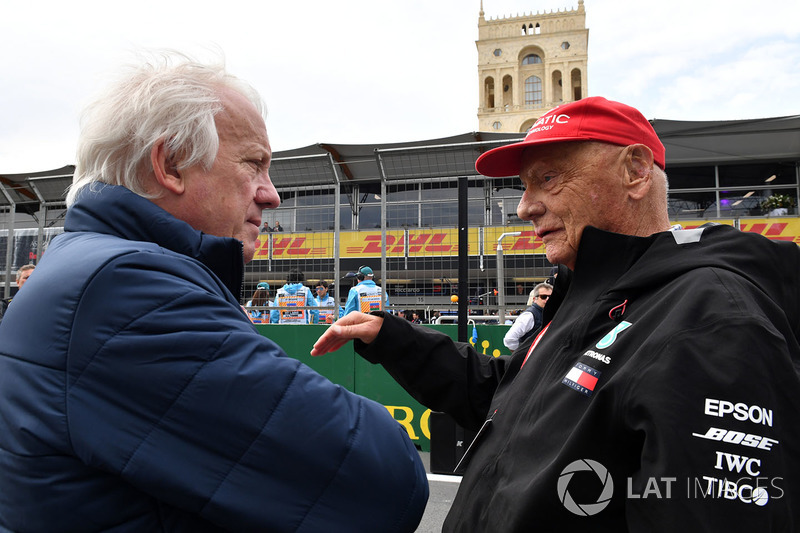 Charlie Whiting, FIA Delegesi ve Niki Lauda, Mercedes AMG F1 Fahri Direktörü
