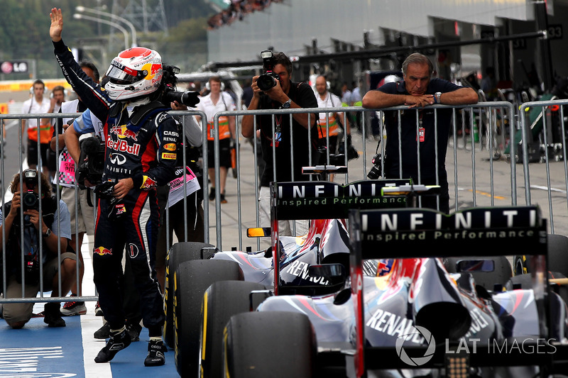 Sebastian Vettel, Red Bull Racing, celebrates pole