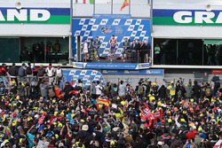 Podium: race winner Marc Marquez, Repsol Honda Team, second place Valentin Rossi, Yamah Factory Racing, third place Maverick Viñales, Yamaha Factory Racing