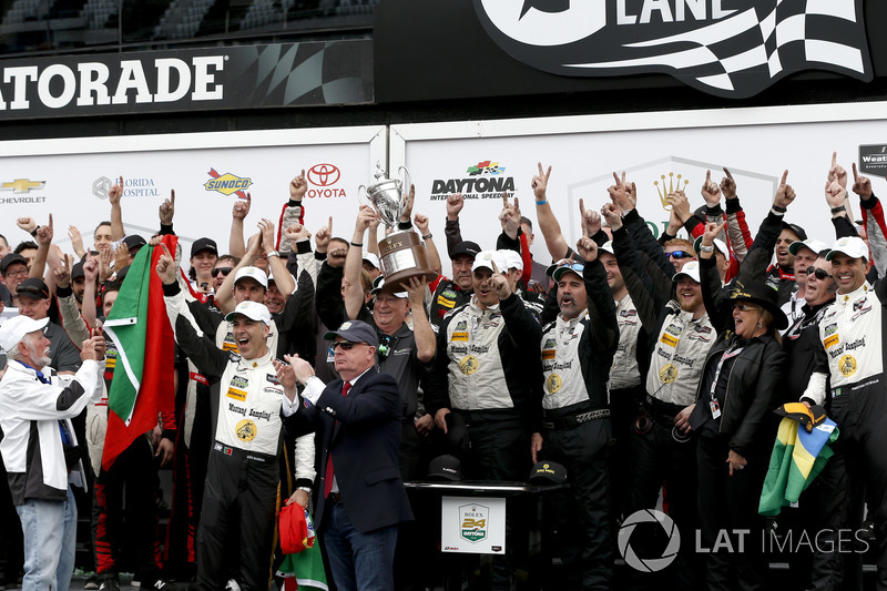 Victory lane, Winners #5 Action Express Racing Cadillac DPi: Joao Barbosa, Filipe Albuquerque, Christian Fittipaldi with the team