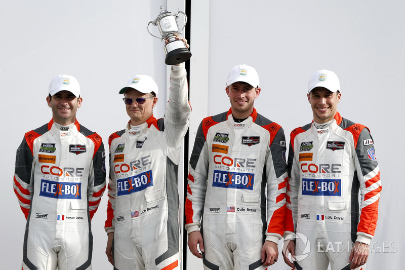 Victory lane, third place P: #54 CORE autosport ORECA LMP2: Jon Bennett, Colin Braun, Romain Dumas, Loic Duval