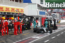 Valtteri Bottas, Mercedes AMG F1 W09, makes a pit stop