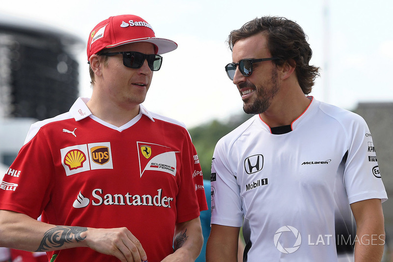 Kimi Raikkonen, Ferrari and Fernando Alonso, McLaren