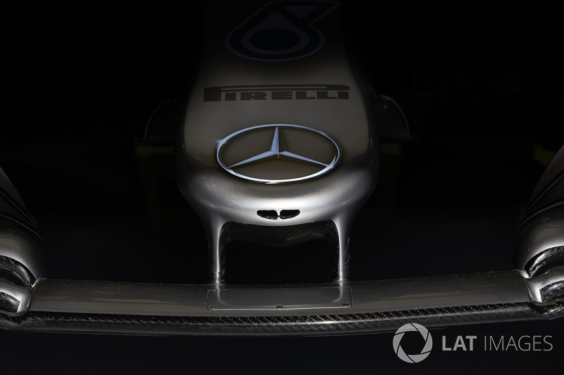 The nose of the Mercedes AMG F1 W09