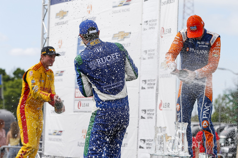 Scott Dixon, Chip Ganassi Racing Honda, Ryan Hunter-Reay, Andretti Autosport Honda, Alexander Rossi,