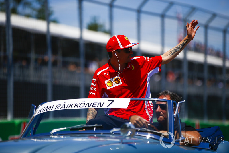 Kimi Raikkonen, Ferrari, on the drivers' parade