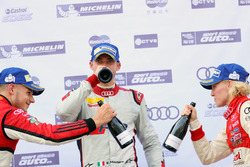 Podium: winner Edoardo Mortara, Phoenix Racing Asia, second place Alessio Picariello, MGT Team, third place Rahel Frey, Castrol Racing Team