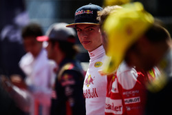 Max Verstappen, Red Bull Racing as the grid observes the national anthem