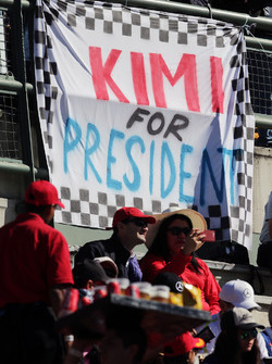 A banner for Kimi Raikkonen, Ferrari