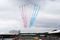 The Red Arrows fly over Silverstone