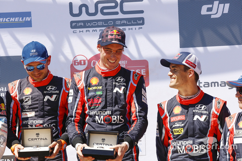 Winners Thierry Neuville, Nicolas Gilsoul, third place Dani Sordo, Hyundai Motorsport