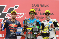 Podium: second place Miguel Oliveira, Red Bull KTM Ajo, race winner Franco Morbidelli, Marc VDS, thi