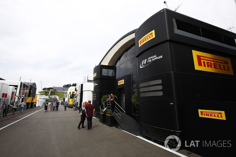 The Pirelli motorhome in the Paddock