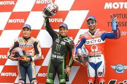 Top3 after qualifying, Marc Marquez, Repsol Honda Team, Polesitter Johann Zarco, Monster Yamaha Tech 3, Danilo Petrucci, Pramac Racing