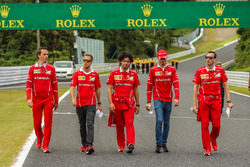 Sebastian Vettel, Ferrari and Antonio Giovinazzi, Ferrari walk the track