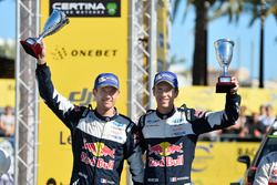 Podium : deuxième place pour Sébastien Ogier et Julien Ingrassia, Ford Fiesta WRC, M-Sport