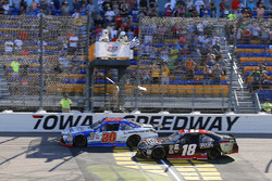 Ryan Preece, Joe Gibbs Racing Toyotadrives under the checkered flag to win
