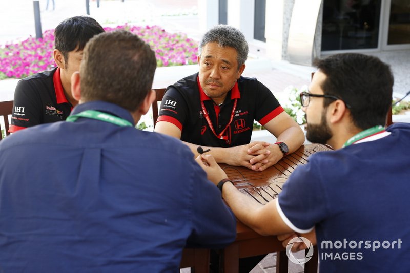 Masashi Yamamoto, General Manager, Honda Motorsport, talks to the media