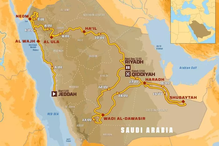 O mapa do Dakar 2020