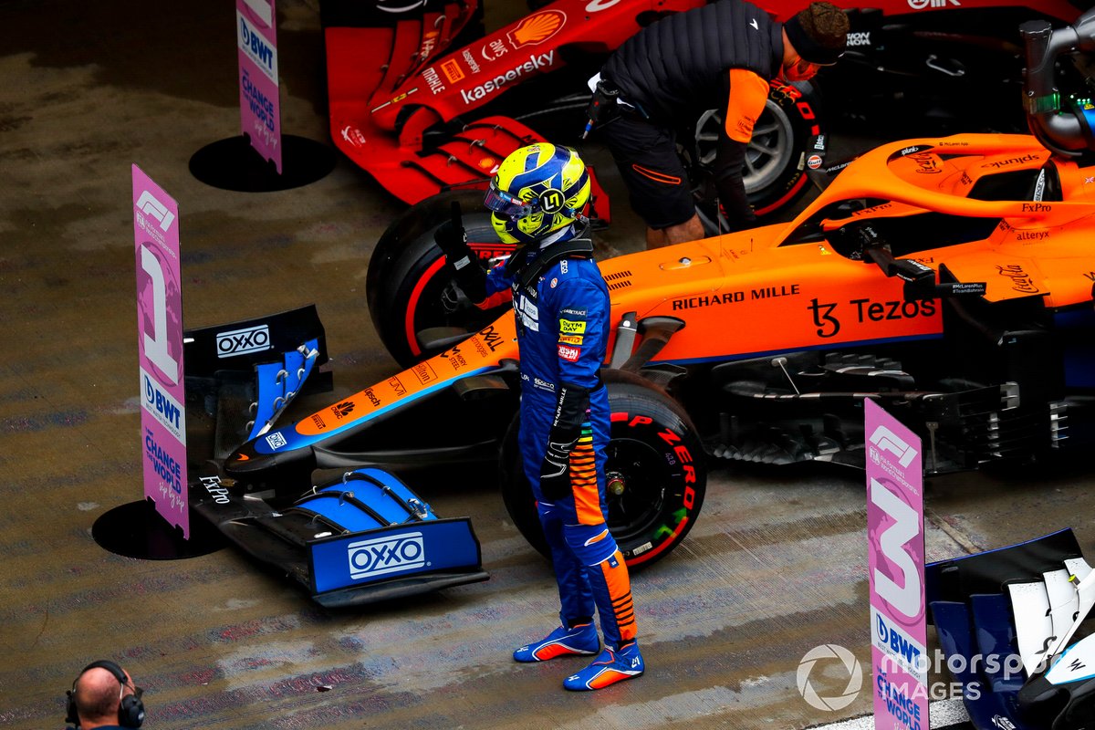 Pole man Lando Norris, McLaren, in Parc Ferme