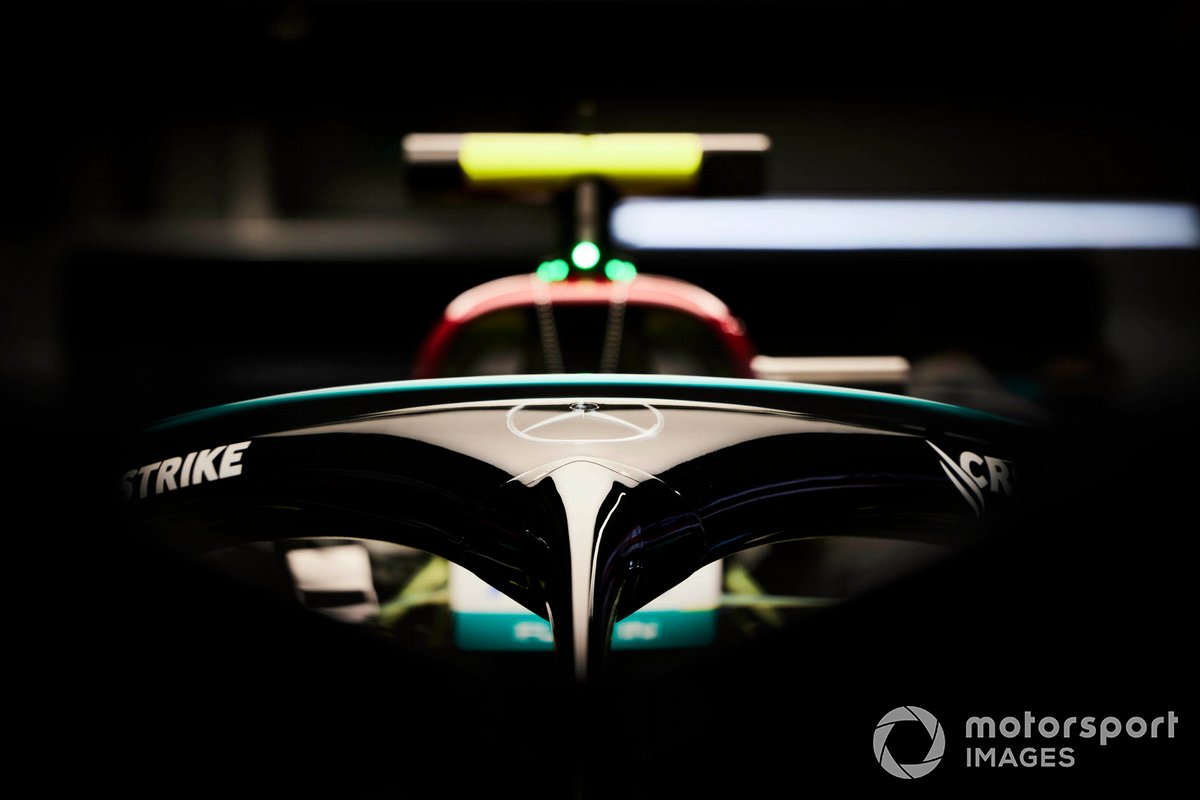 Halo on the car of Valtteri Bottas, Mercedes W12 