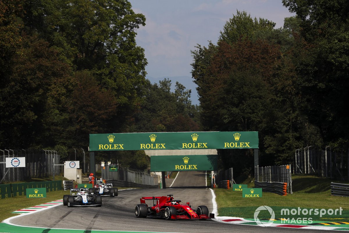 Sebastian Vettel, Ferrari SF1000, George Russell, Williams FW43, Nicholas Latifi, Williams FW43