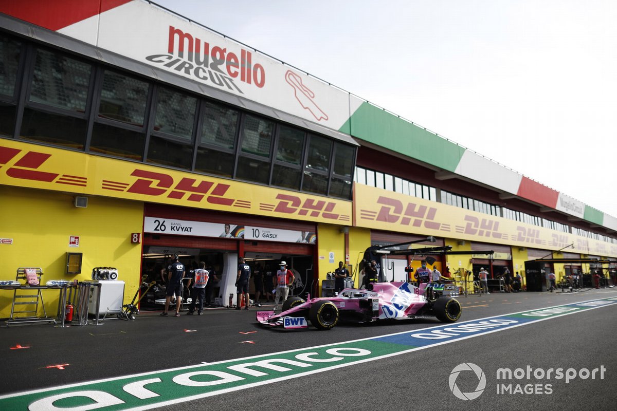 Lance Stroll, Racing Point RP20, in pit lane